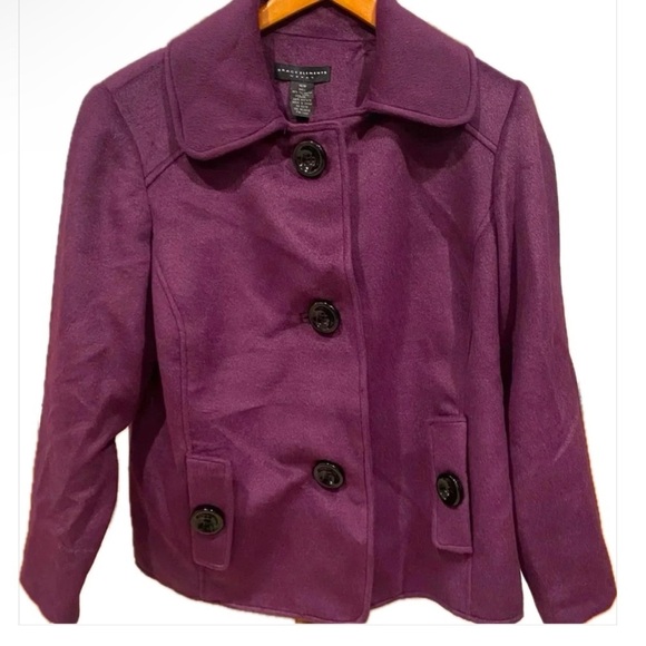 Vintage Grace Elements Women’s Purple Soft Warm Wool Coat Crop Large (16w) EUC - Picture 9 of 9